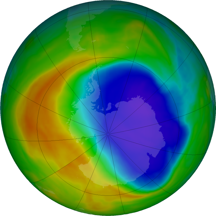 Antarctic ozone map for 27 October 2024